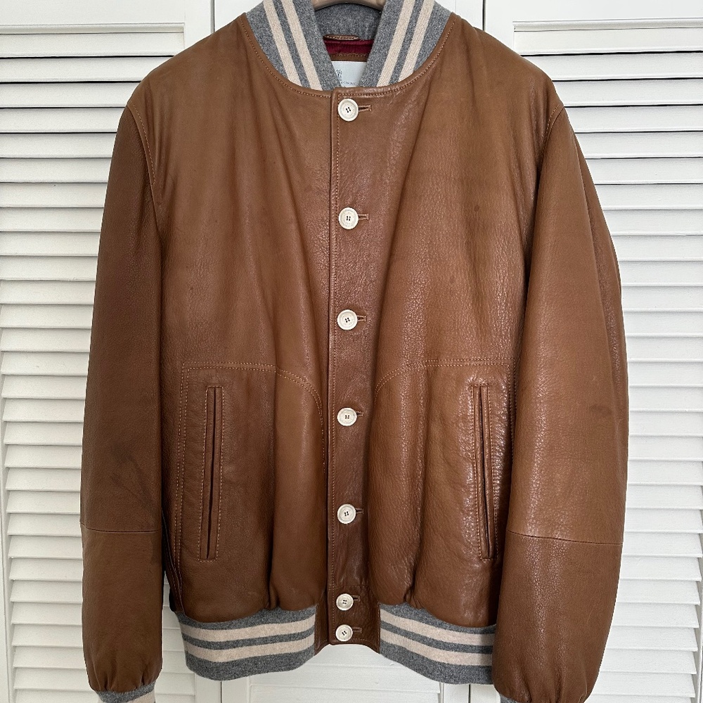 Brunello Cucinelli Leather Bomber Jacket